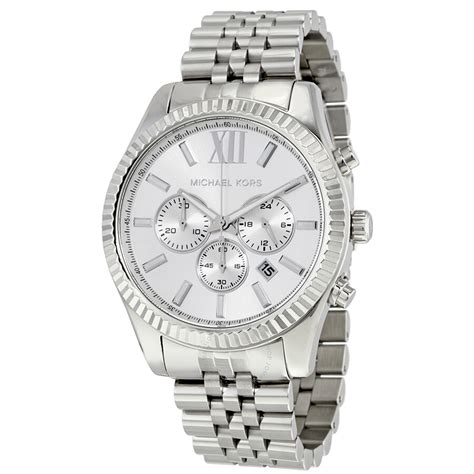 michael kors watches mens 5 link silver chrono|Michael Kors watches for men.